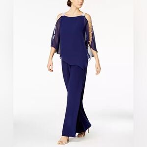 MSK Navy Cold-Shoulder Jumpsuit